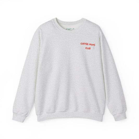 Coffee Moms Unite Sweatshirt — “Coffee Mom Club” Cozy Crewneck for Moms red and blue