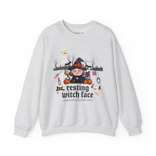 "Resting Witch Face" Halloween Graphic, Crewneck Sweatshirt