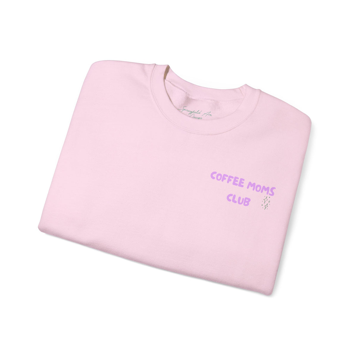 Coffee Moms Unite Sweatshirt — 'Coffee Mom Club' Cozy Crewneck for Moms powder purple letters