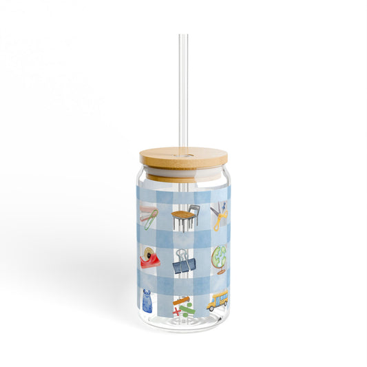 Teacher Checkered Glass Tumbler 16oz