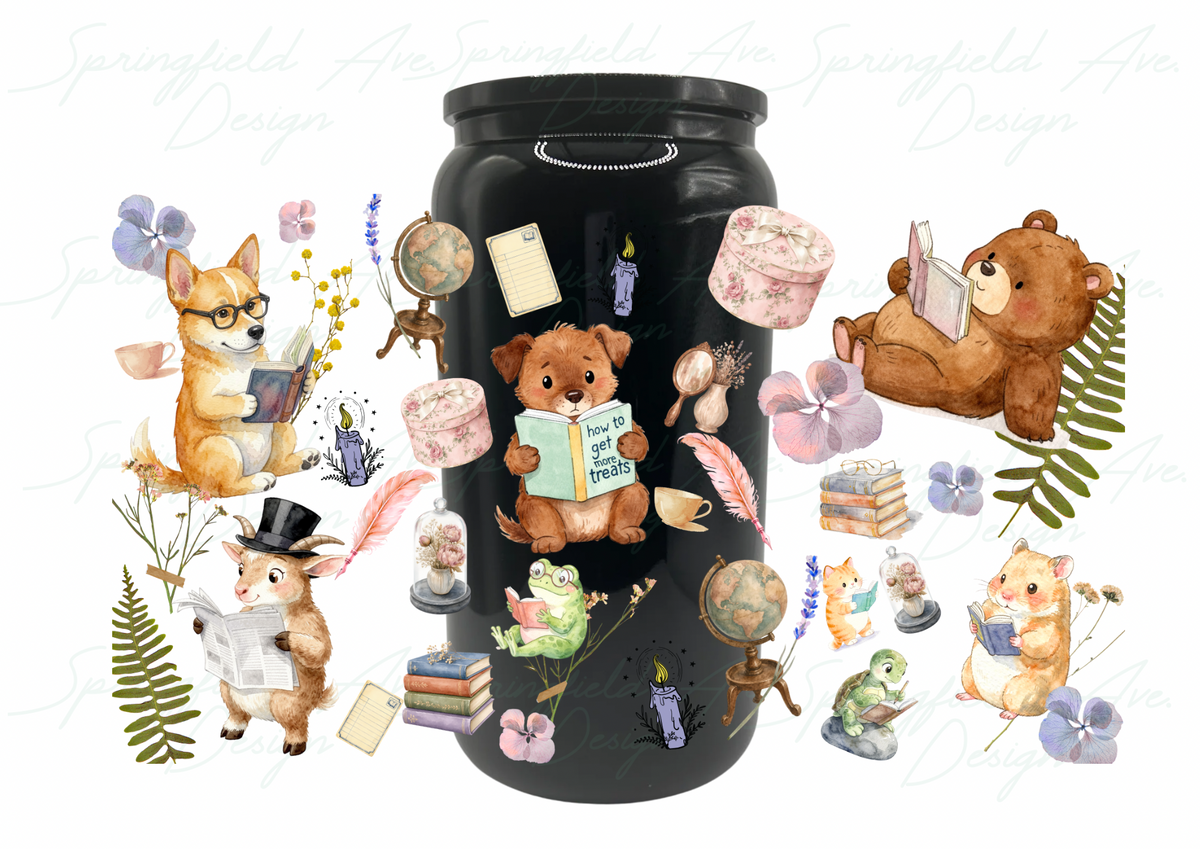 Bookish Animals 1 Glass Tumbler 16oz