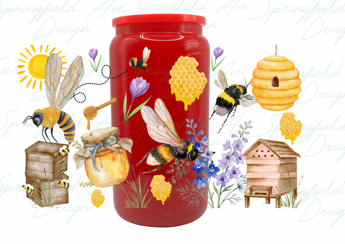 Love for Bees Glass Tumbler 16oz