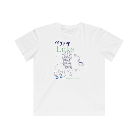 French bull dog Kids Tee — 'My Pup' Cute French Bulldog Sketch Shirt for big kids