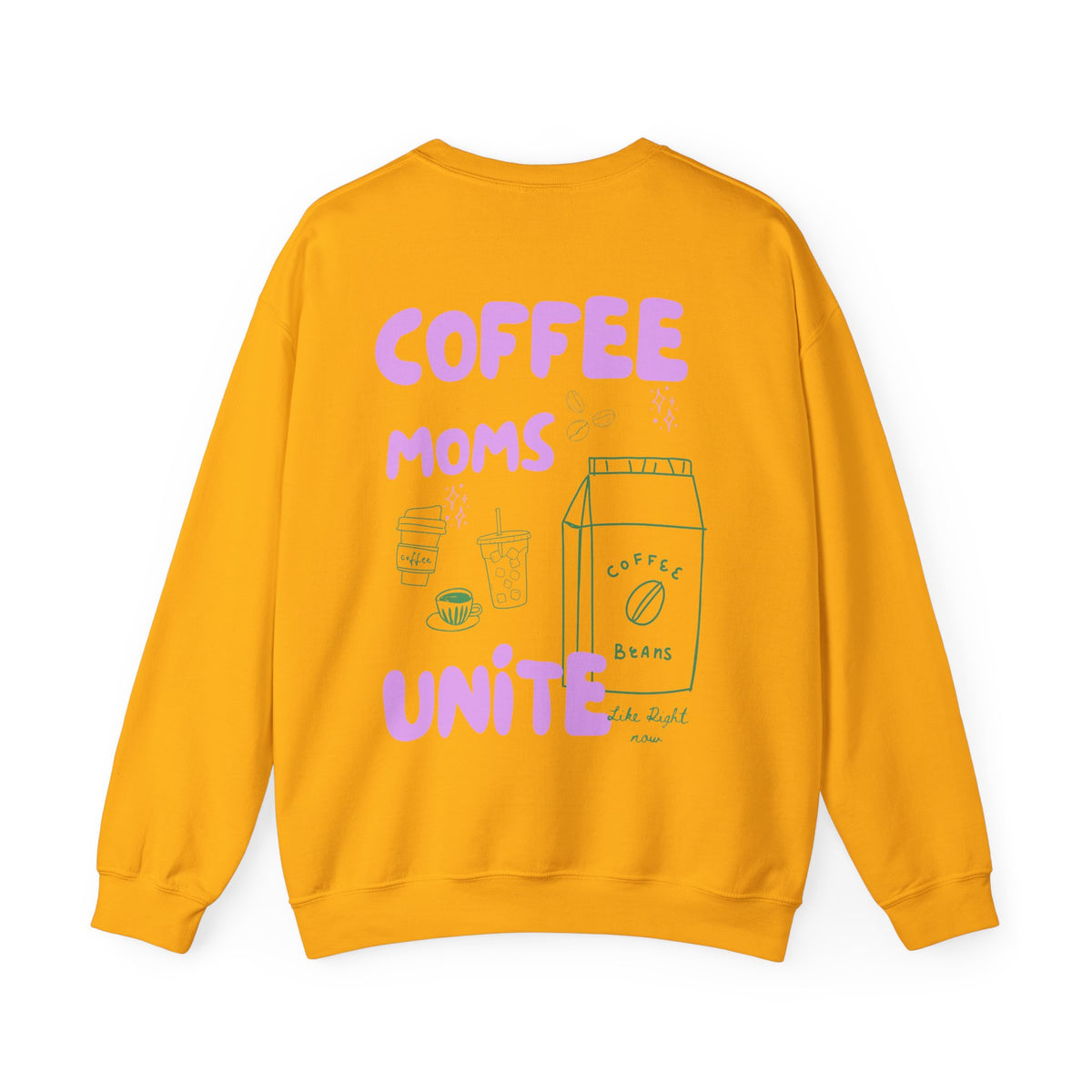 Coffee Moms Unite Sweatshirt — 'Coffee Mom Club' Cozy Crewneck for Moms powder purple letters