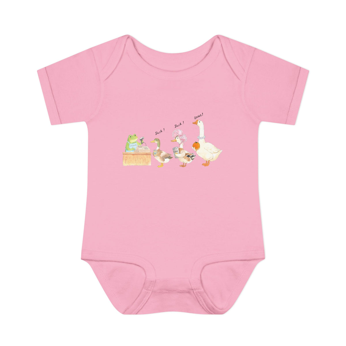 duck , duck , goose, and frog , Watercolor illustration, Infant Onesie, Baby Bodysuit