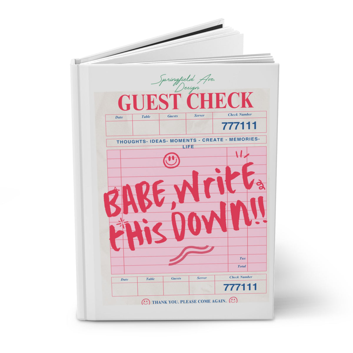 'Babe, Write This Down' Pink UNLINED sketchbook or journal, Hardcover Journal