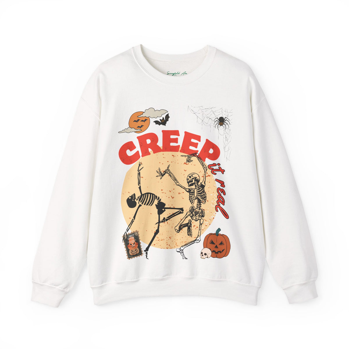 Halloween Skeleton "Creep It Real" Crewneck Sweatshirt