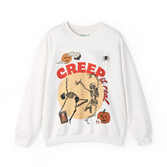 Halloween Skeleton "Creep It Real" Crewneck Sweatshirt