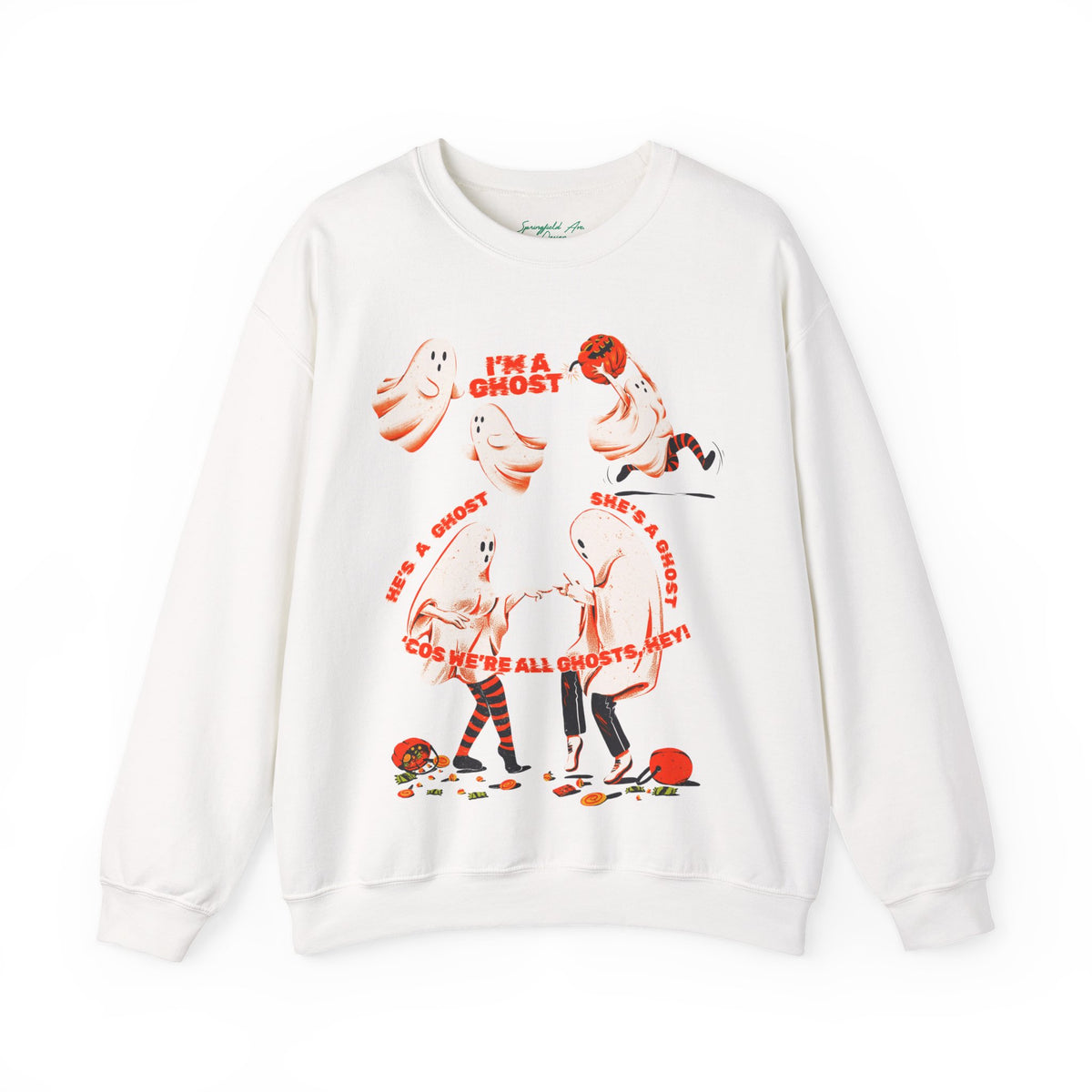 Ghost Costume Crewneck Sweatshirt — "I'm a Ghost" Halloween Crewneck
