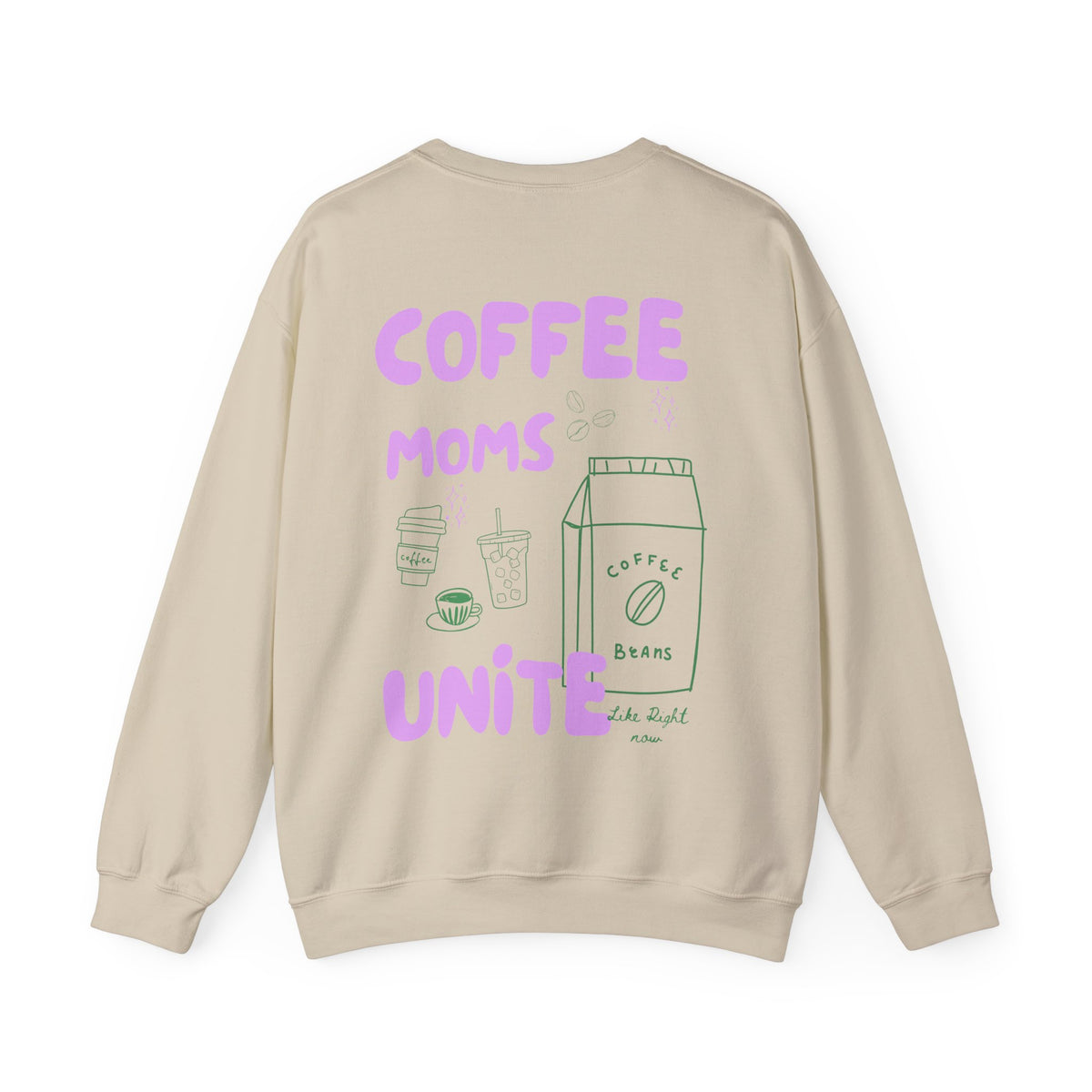 Coffee Moms Unite Sweatshirt — 'Coffee Mom Club' Cozy Crewneck for Moms powder purple letters