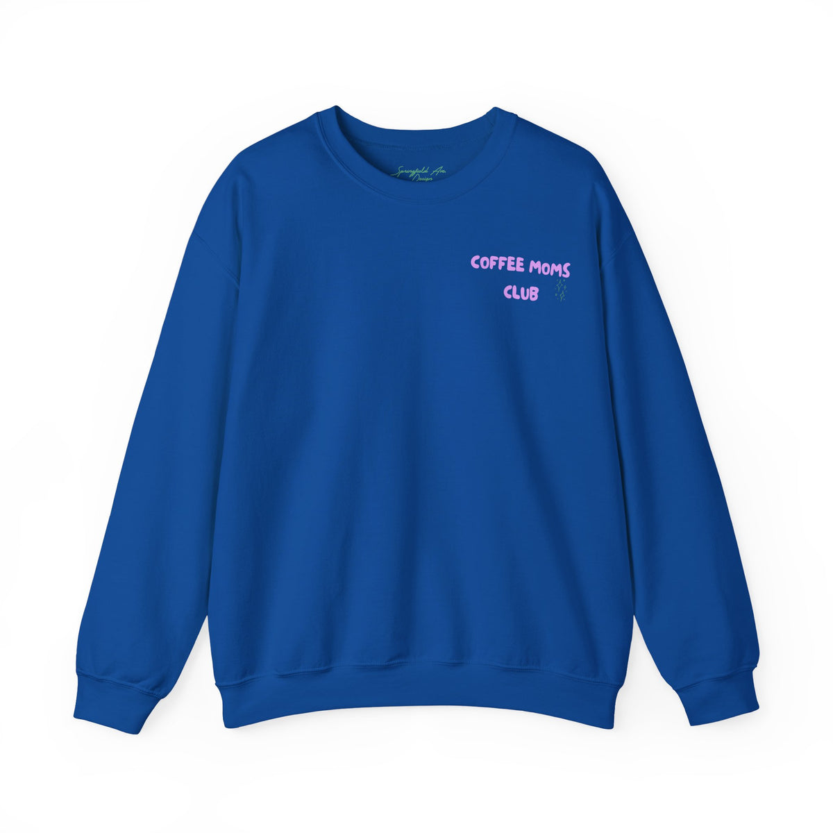 Coffee Moms Unite Sweatshirt — 'Coffee Mom Club' Cozy Crewneck for Moms powder purple letters