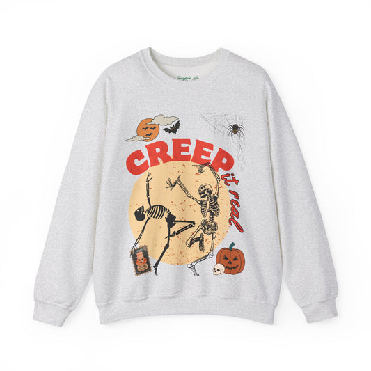 Halloween Skeleton "Creep It Real" Crewneck Sweatshirt