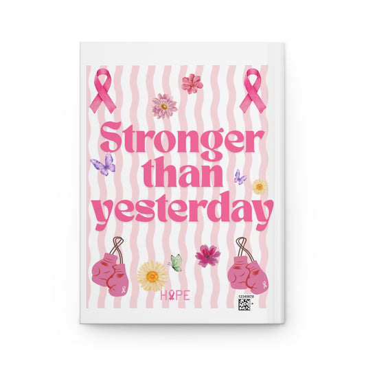 “Stronger Than Yesterday” Breast Cancer Hope Lined Hardcover