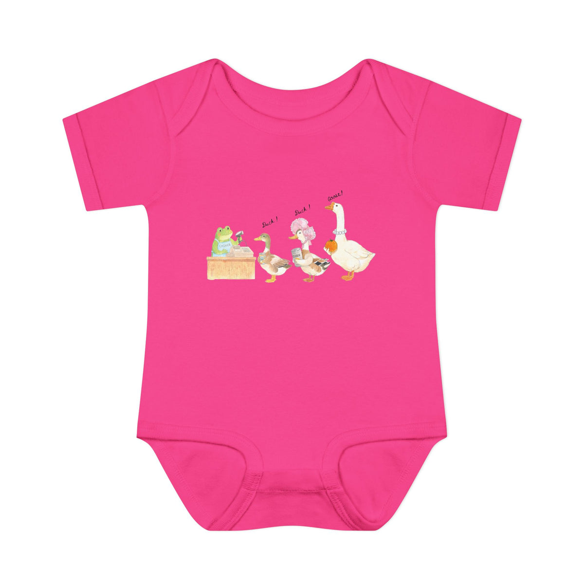 duck , duck , goose, and frog , Watercolor illustration, Infant Onesie, Baby Bodysuit