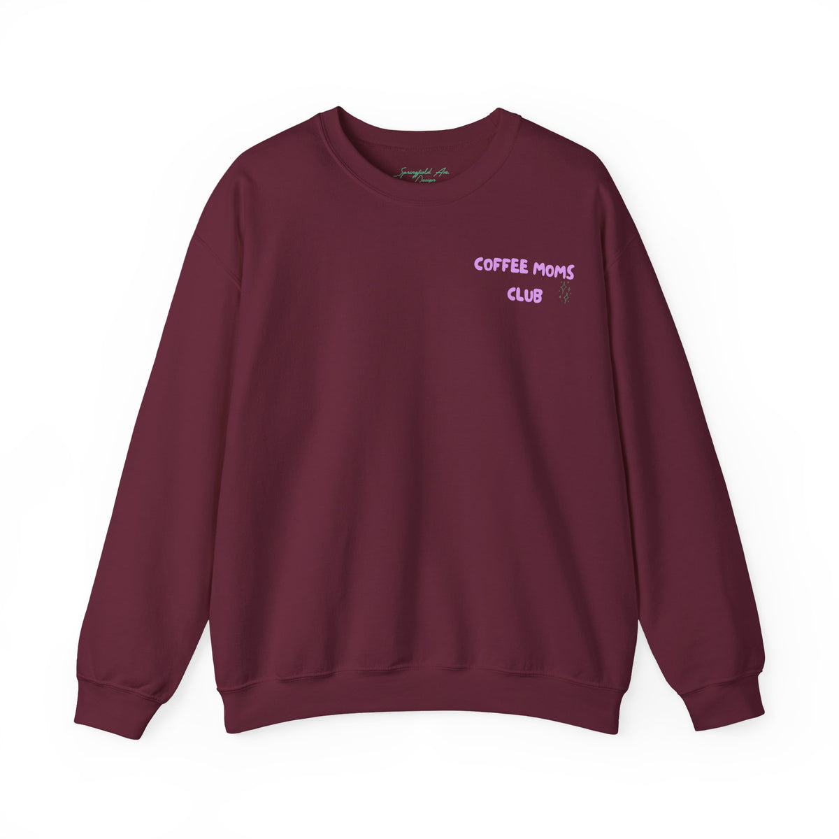 Coffee Moms Unite Sweatshirt — 'Coffee Mom Club' Cozy Crewneck for Moms powder purple letters