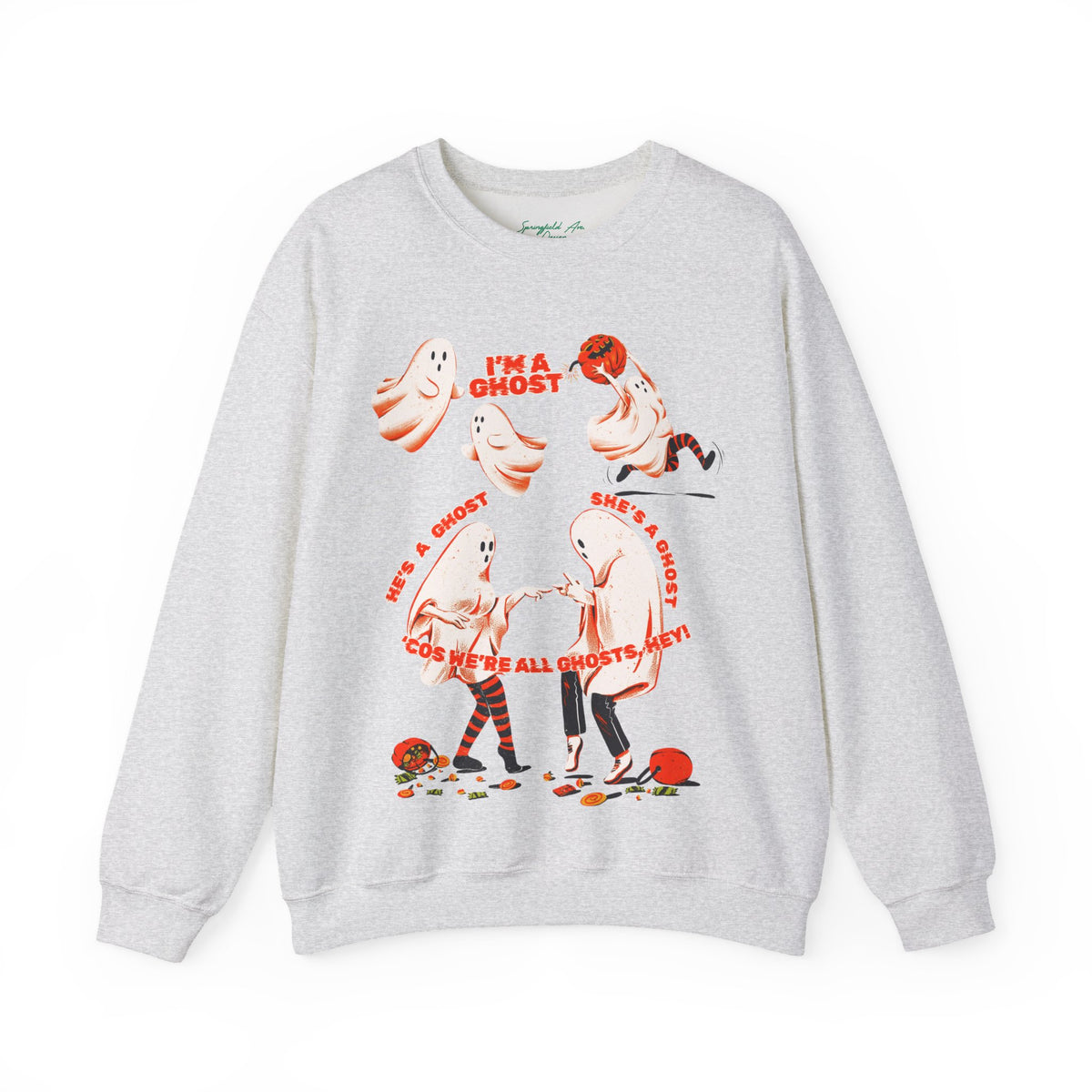 Ghost Costume Crewneck Sweatshirt — "I'm a Ghost" Halloween Crewneck