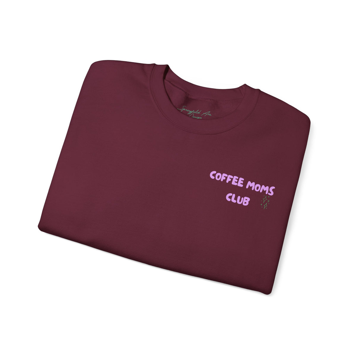 Coffee Moms Unite Sweatshirt — 'Coffee Mom Club' Cozy Crewneck for Moms powder purple letters