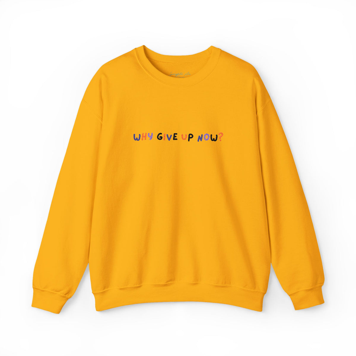 Why Give Up Now? Unisex Embroidered Motivational unisex Crewneck Sweatshirt