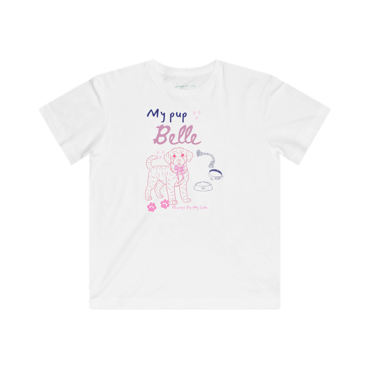 Labradoodle “My Pup Belle” Cute Personalized Puppy Graphic T-Shirt for big kids, girls
