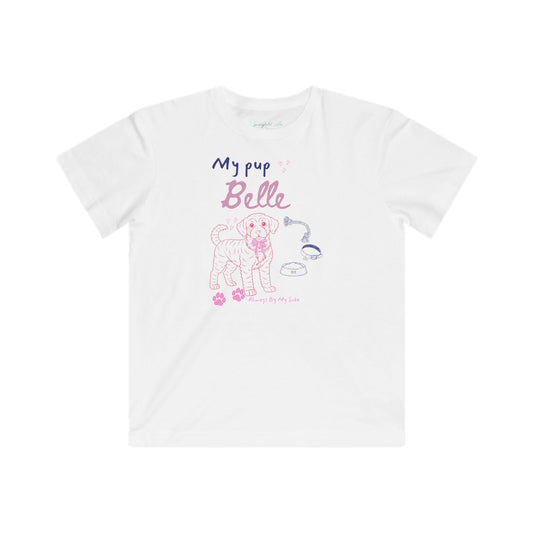 Labradoodle “My Pup Belle” Cute Personalized Puppy Graphic T-Shirt for big kids, girls