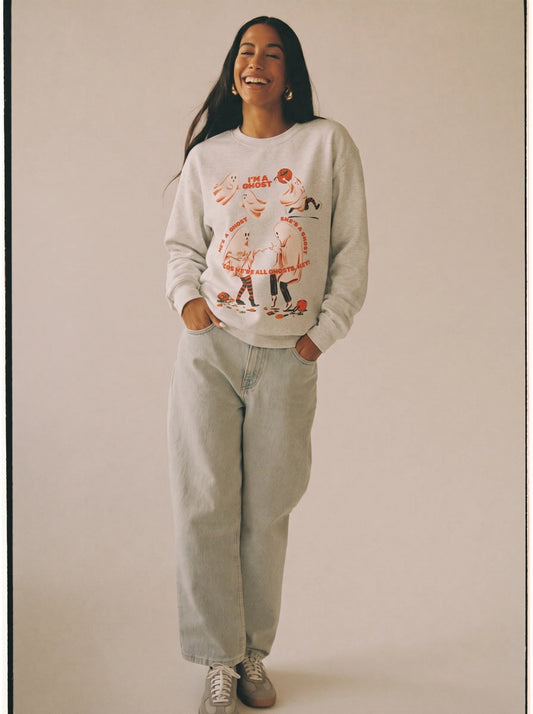 Ghost Costume Crewneck Sweatshirt — "I'm a Ghost" Halloween Crewneck
