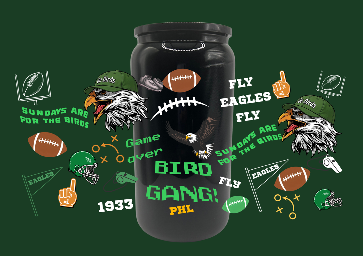 Philly Footballl Glass Tumbler 16oz