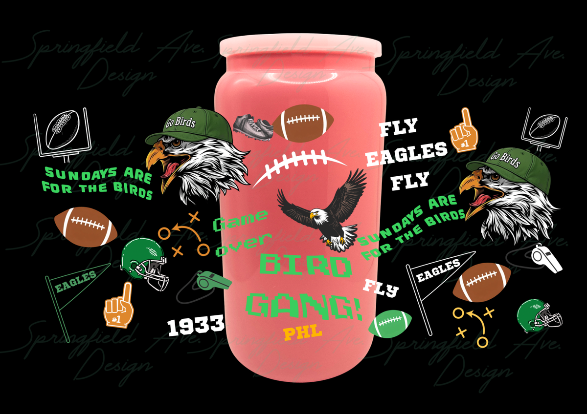Philly Footballl Glass Tumbler 16oz