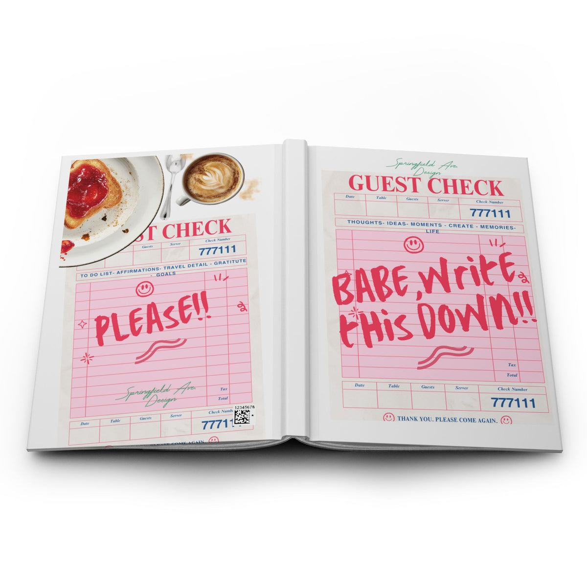 'Babe, Write This Down' Pink UNLINED sketchbook or journal, Hardcover Journal