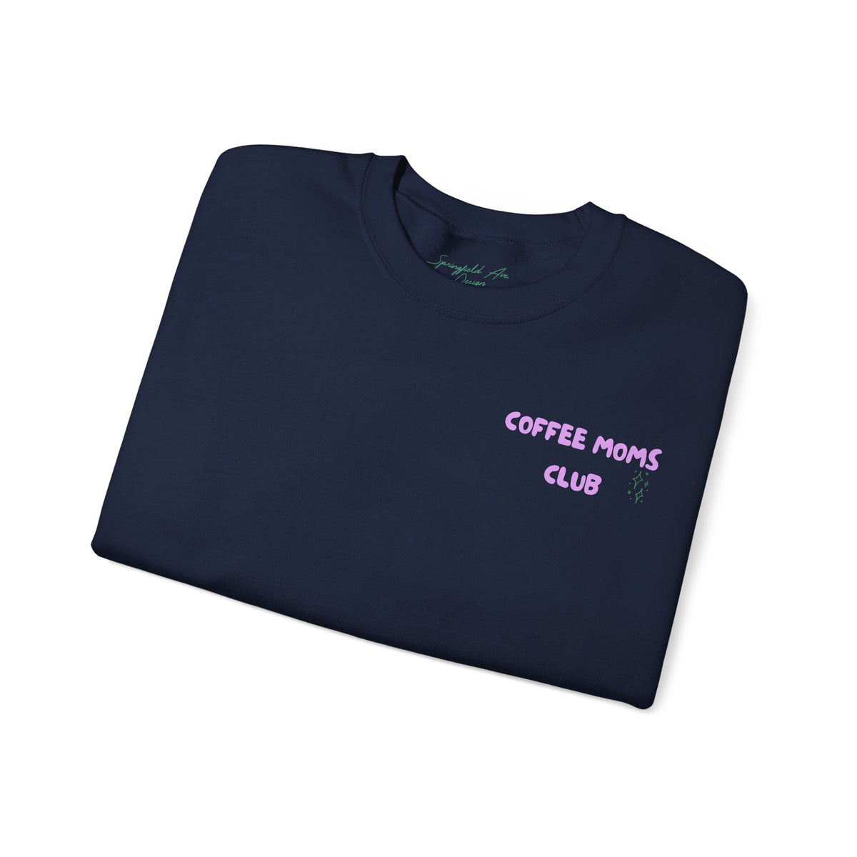 Coffee Moms Unite Sweatshirt — 'Coffee Mom Club' Cozy Crewneck for Moms powder purple letters