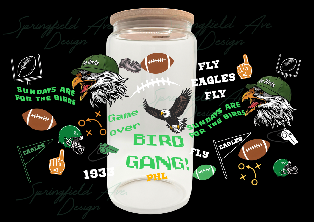 Philly Footballl Glass Tumbler 16oz