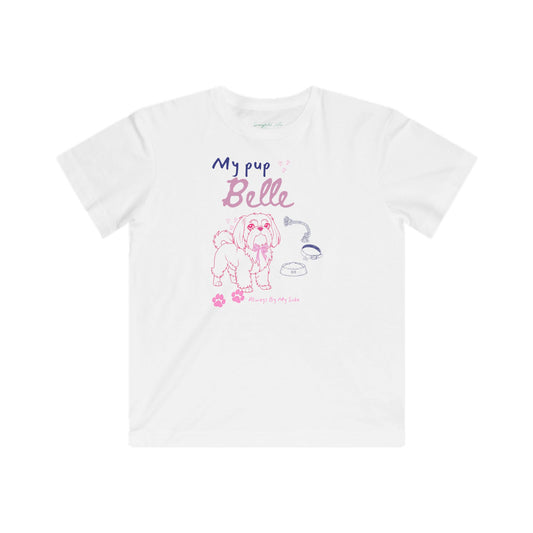 Shih tzu Kids “My pup Belle” Cute Personalized Puppy Graphic T-Shirt for big kids