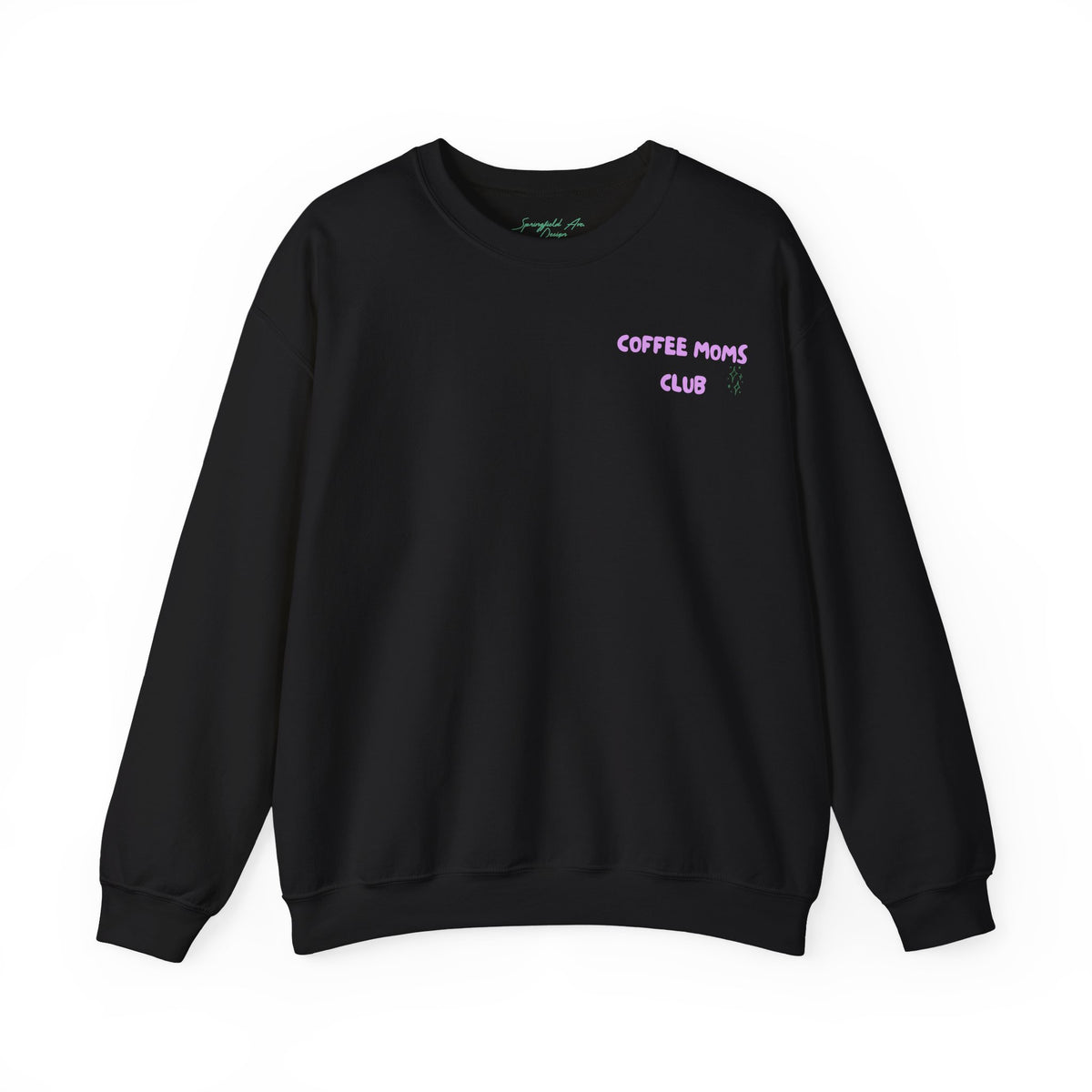 Coffee Moms Unite Sweatshirt — 'Coffee Mom Club' Cozy Crewneck for Moms powder purple letters