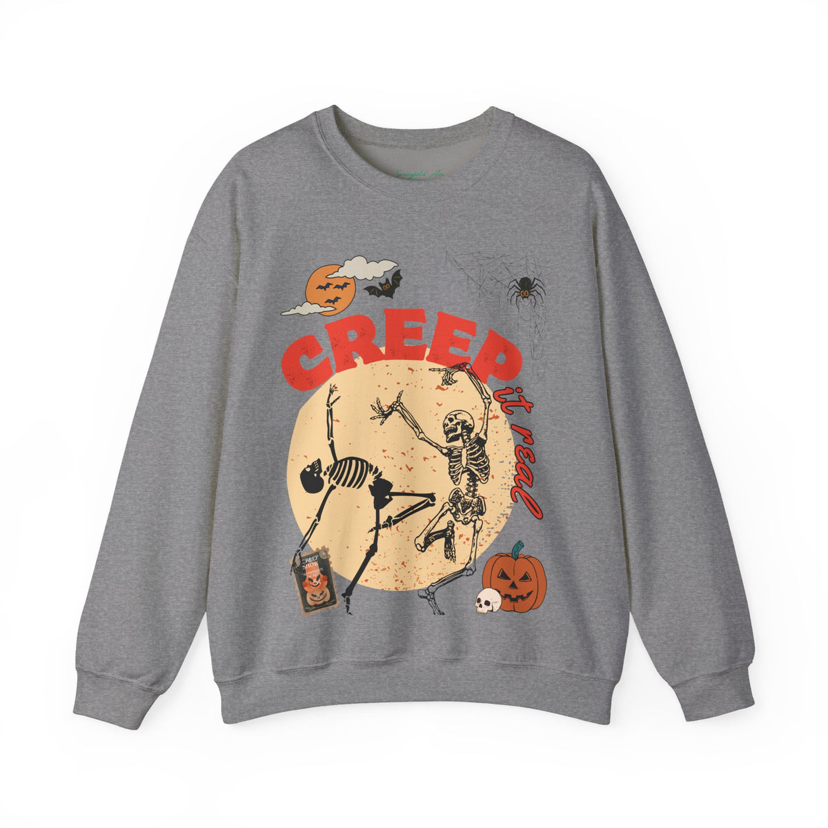 Halloween Skeleton "Creep It Real" Crewneck Sweatshirt