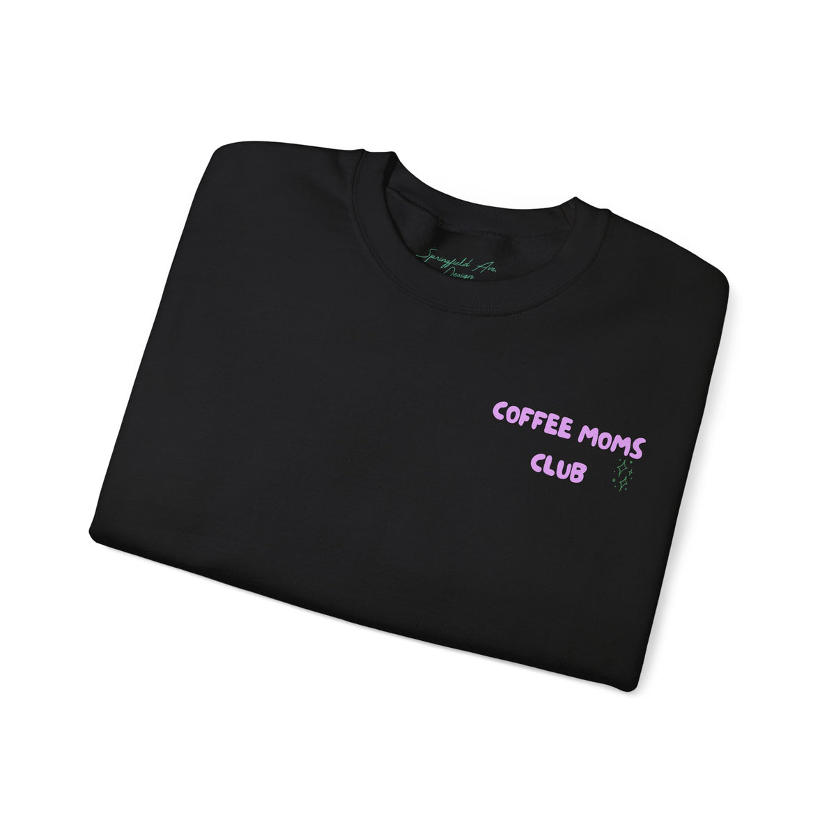Coffee Moms Unite Sweatshirt — 'Coffee Mom Club' Cozy Crewneck for Moms powder purple letters