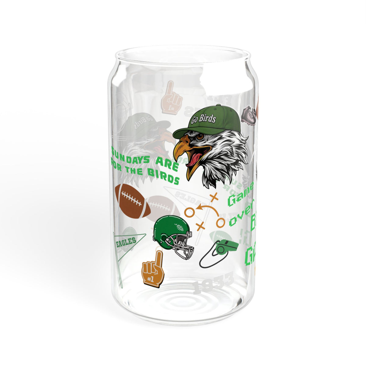 Philly Footballl Glass Tumbler 16oz