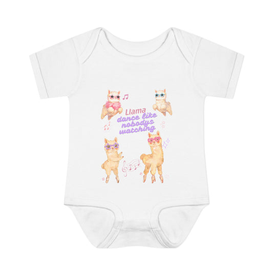 "Llama Dance Like Nobody's Watching" Cute Baby Onesie, Infant Bodysuit