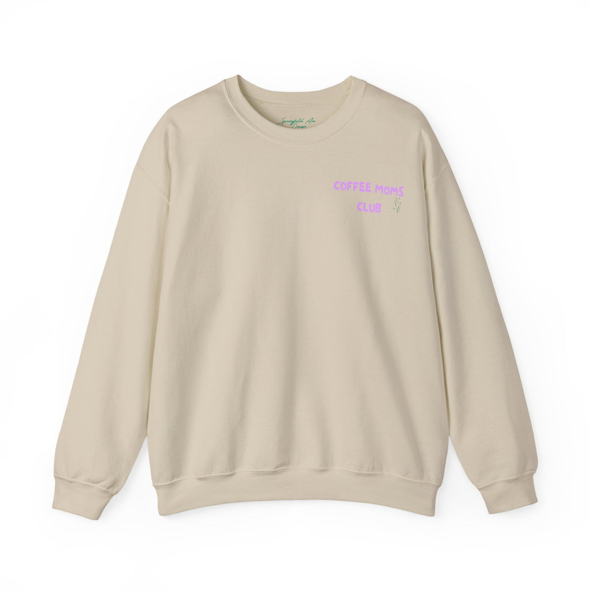 Coffee Moms Unite Sweatshirt — 'Coffee Mom Club' Cozy Crewneck for Moms powder purple letters