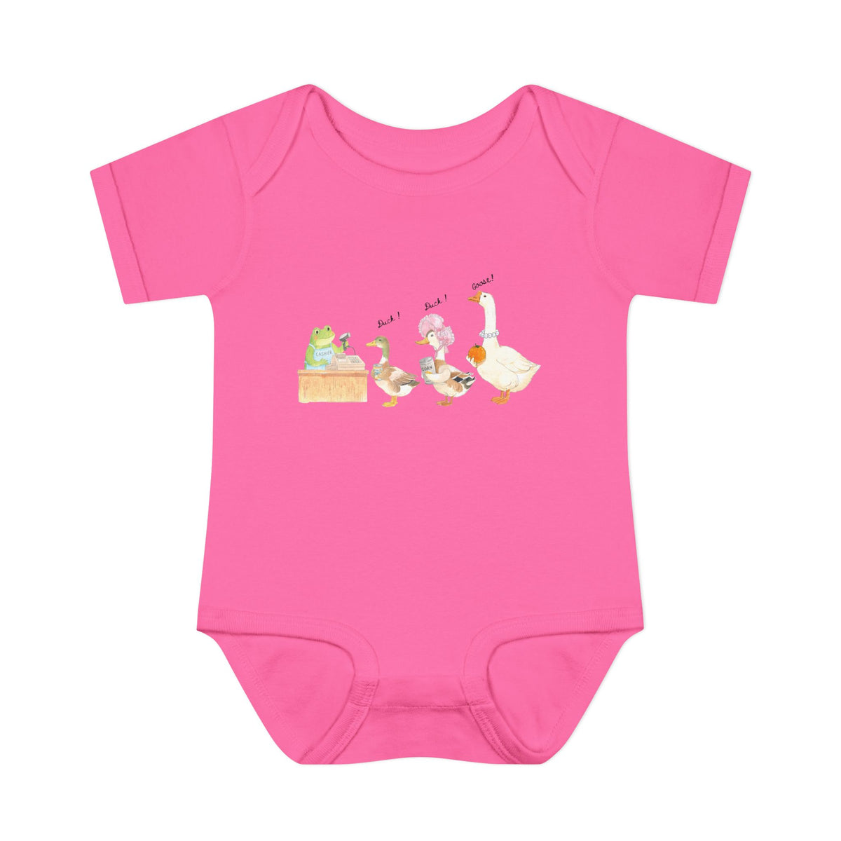 duck , duck , goose, and frog , Watercolor illustration, Infant Onesie, Baby Bodysuit