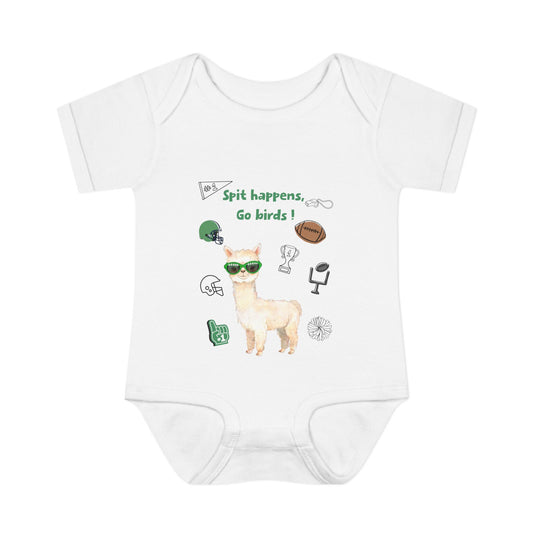 "Spit Happens, Go Birds!" Llama Football Baby Onesie , Infant Bodysuit