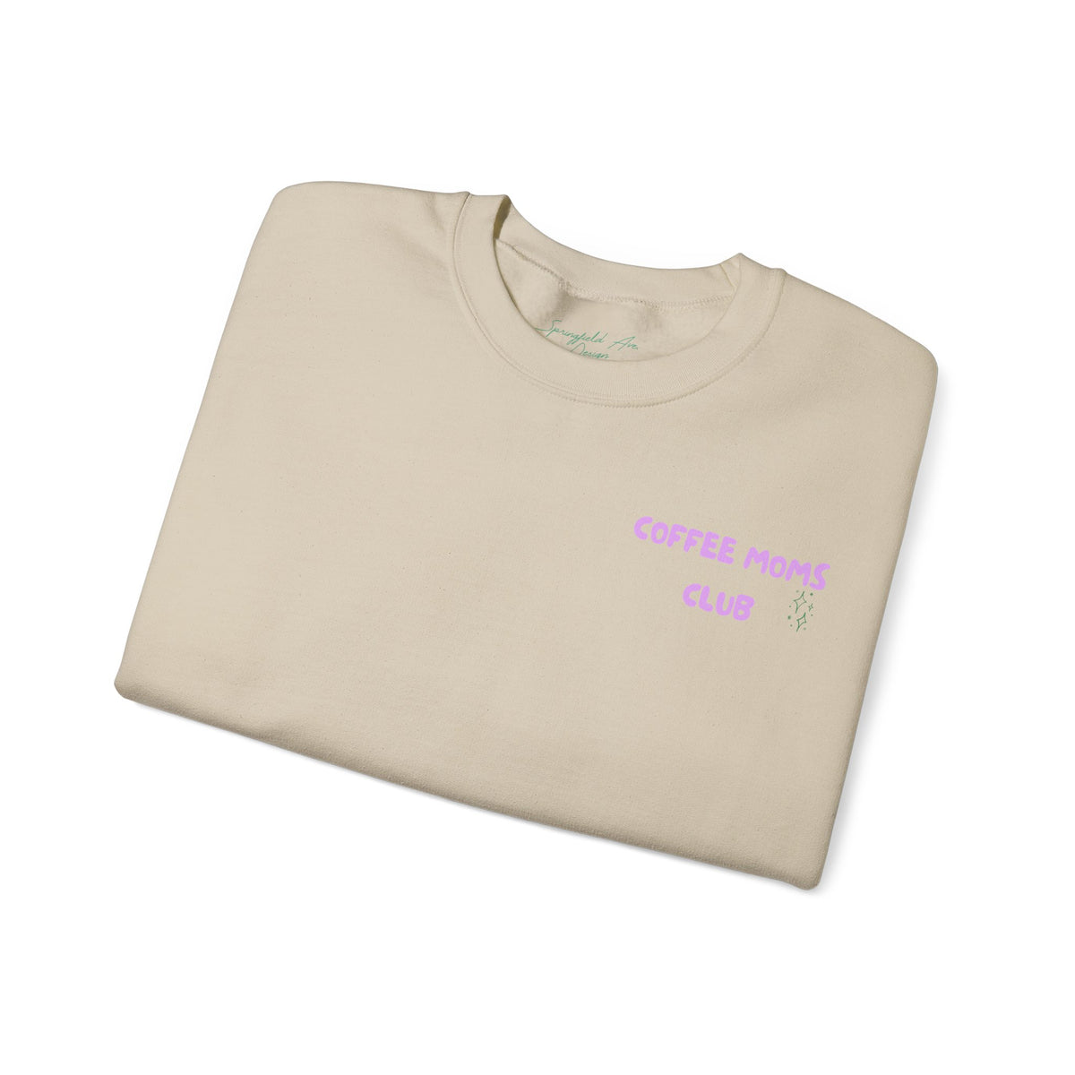 Coffee Moms Unite Sweatshirt — 'Coffee Mom Club' Cozy Crewneck for Moms powder purple letters