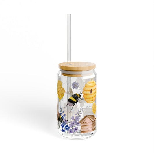 Love for Bees Glass Tumbler 16oz