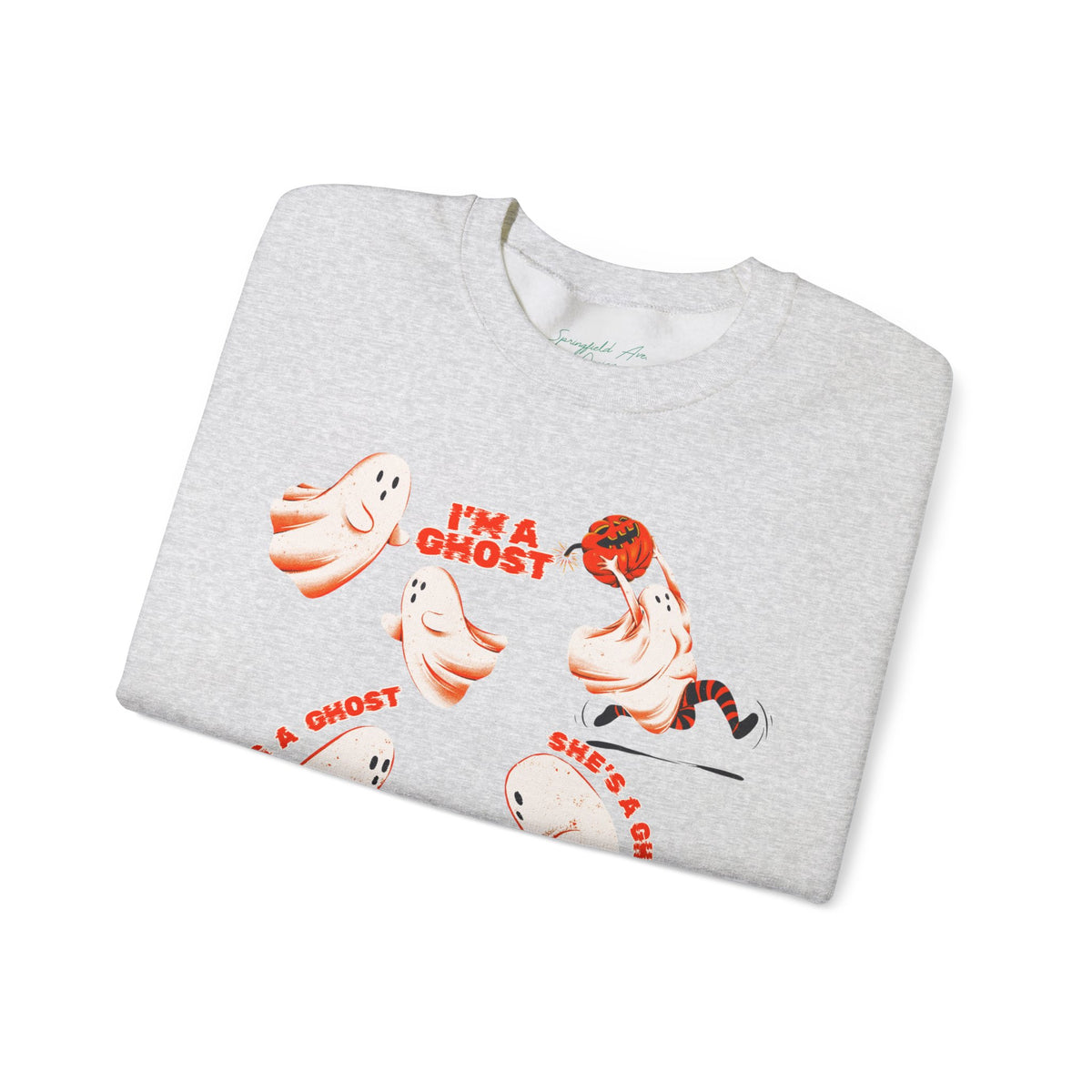 Ghost Costume Crewneck Sweatshirt — "I'm a Ghost" Halloween Crewneck