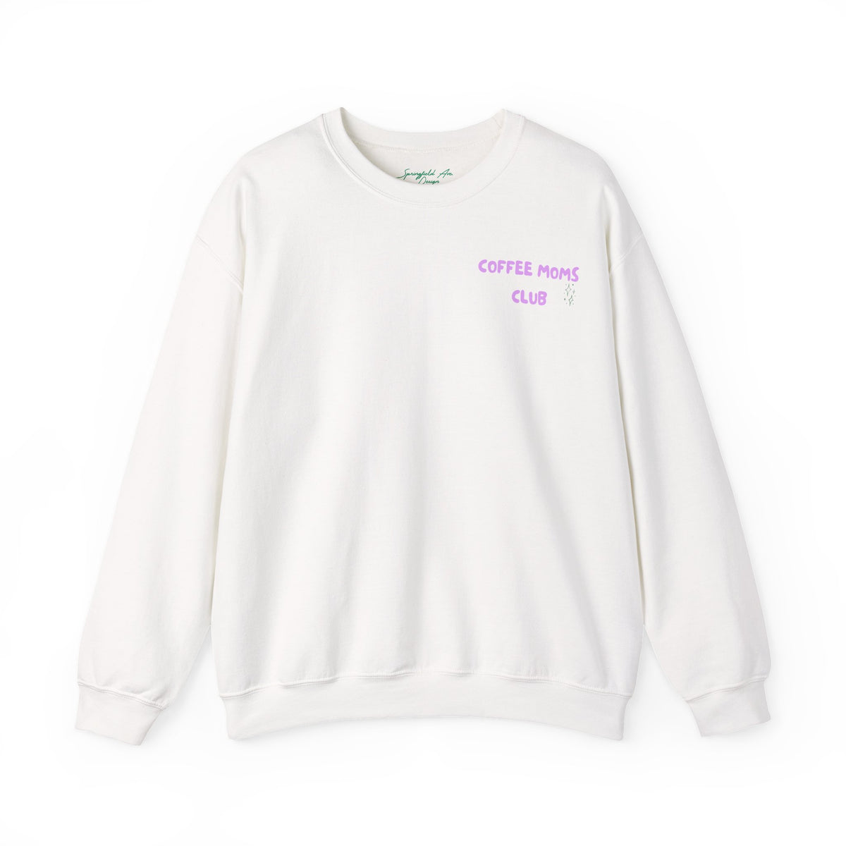 Coffee Moms Unite Sweatshirt — 'Coffee Mom Club' Cozy Crewneck for Moms powder purple letters
