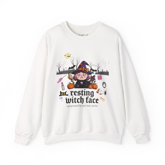 "Resting Witch Face" Halloween Graphic, Crewneck Sweatshirt