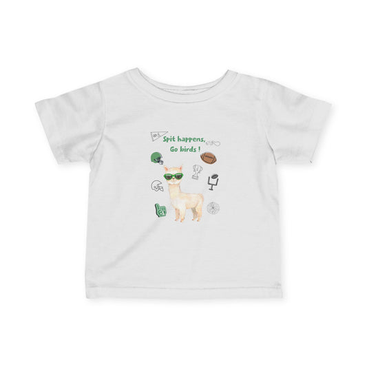 Infant Football llama Tee – "spit happens,  go birds" Cute Baby Shirt