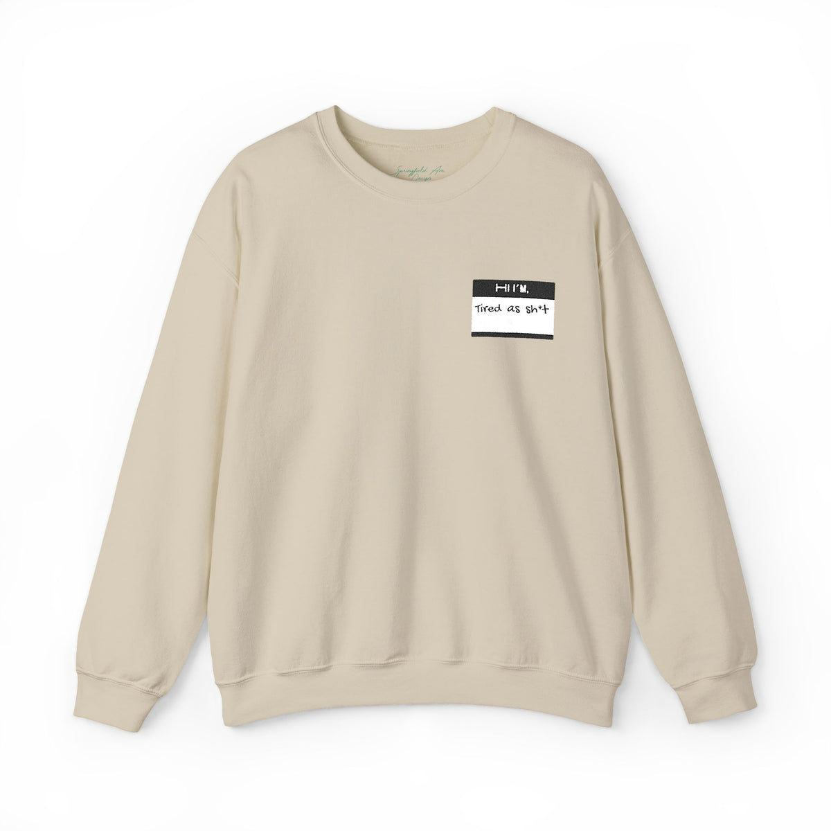 Minimalist name tag , tired Crewneck Sweatshirt