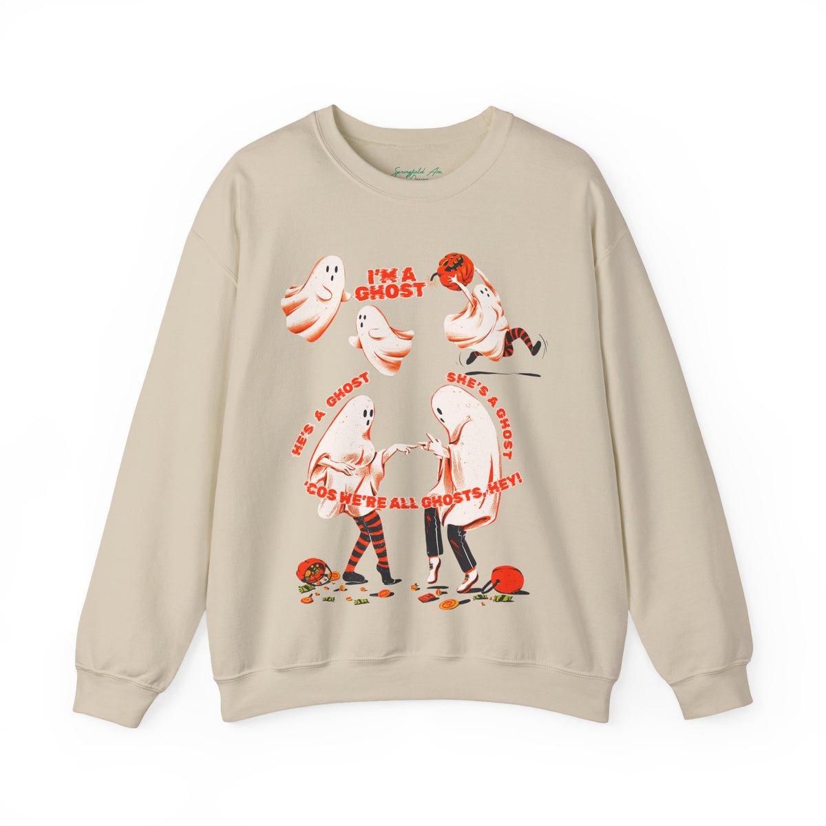 Ghost Costume Crewneck Sweatshirt — "I'm a Ghost" Halloween Crewneck