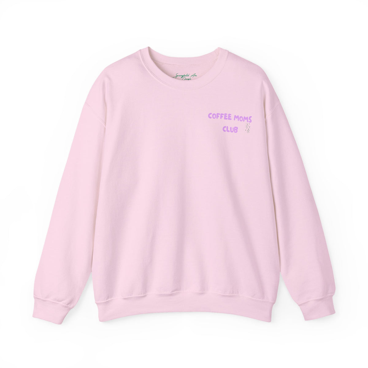 Coffee Moms Unite Sweatshirt — 'Coffee Mom Club' Cozy Crewneck for Moms powder purple letters