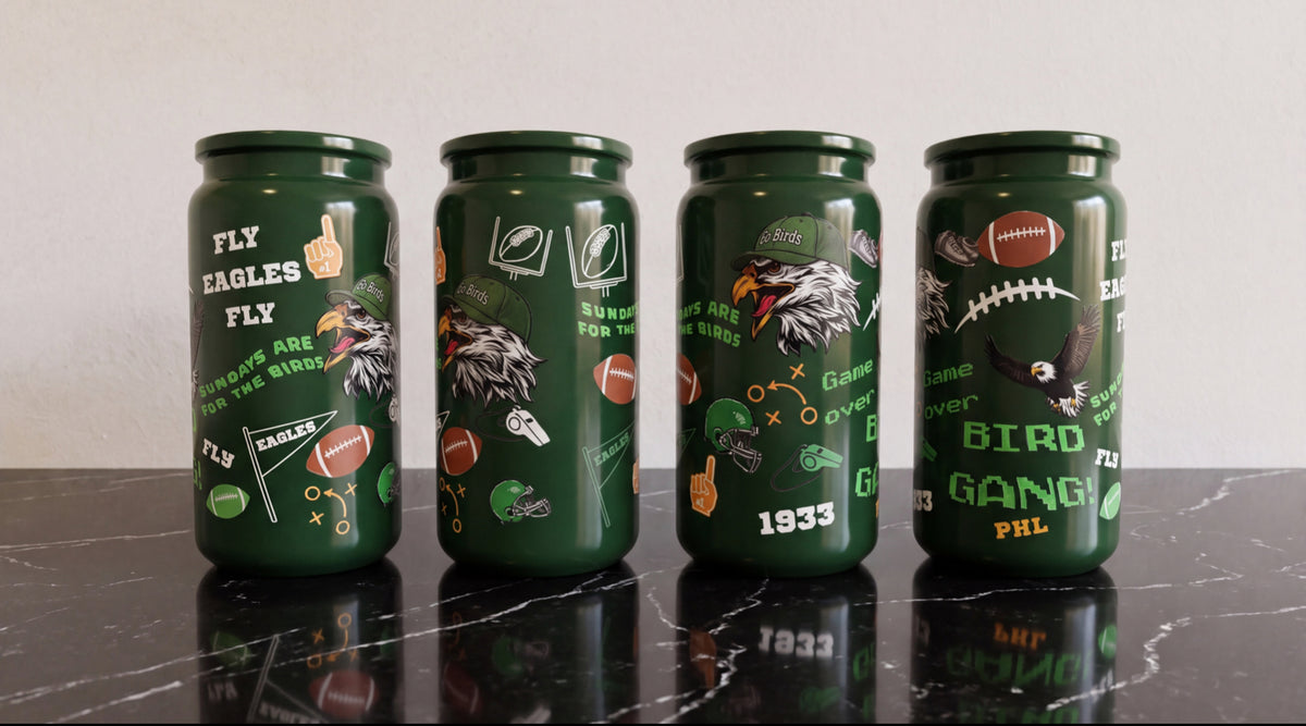 Philly Footballl Glass Tumbler 16oz