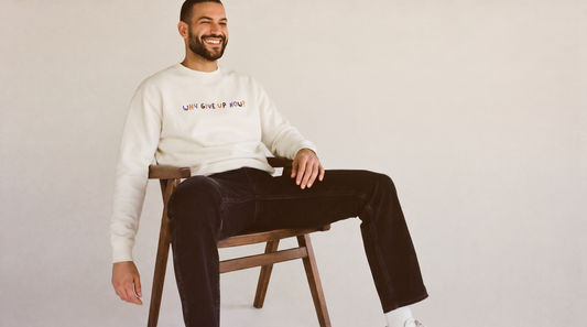 Why Give Up Now? Unisex Embroidered Motivational unisex Crewneck Sweatshirt